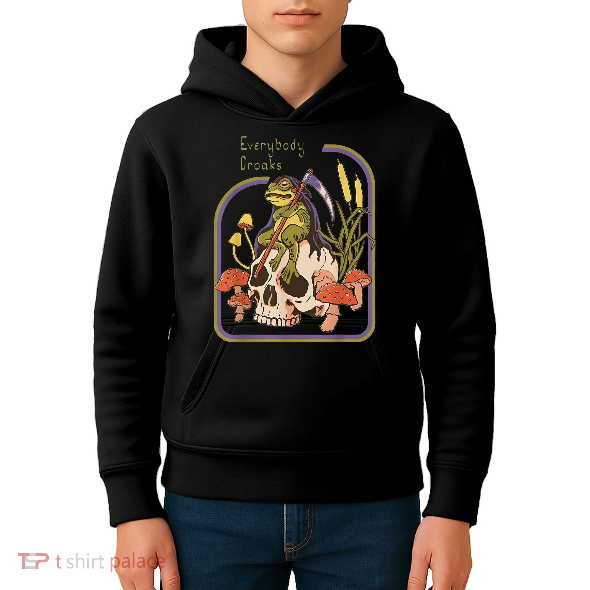Everybody Croaks Frog Skull Mushroom - Everybody croaks Kids Hoodie