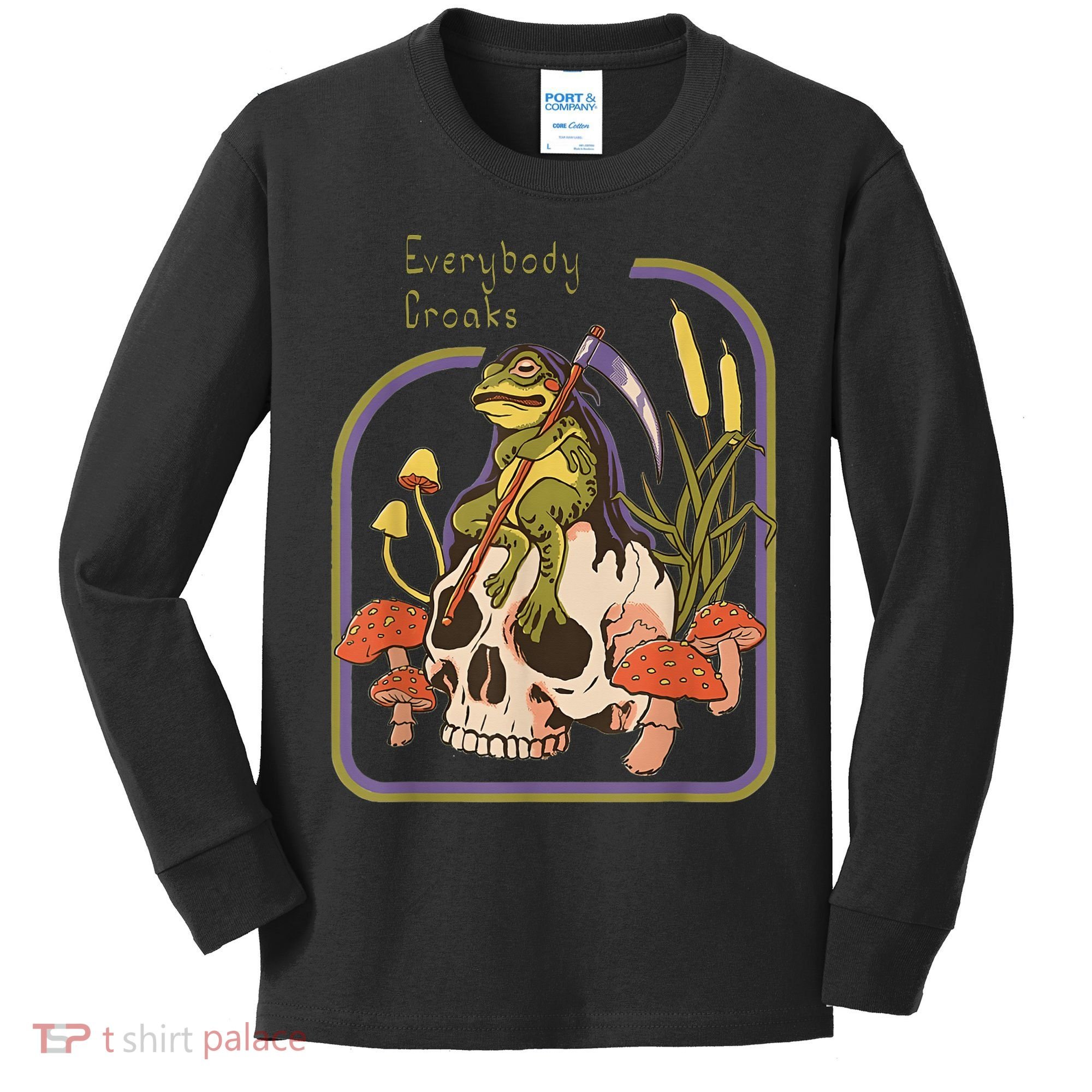 Everybody Croaks Frog Skull Mushroom - Everybody croaks Kids Long Sleeve Shirt