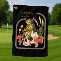Everybody Croaks Frog Skull Mushroom Everybody croaks Golf Towel thumb 1