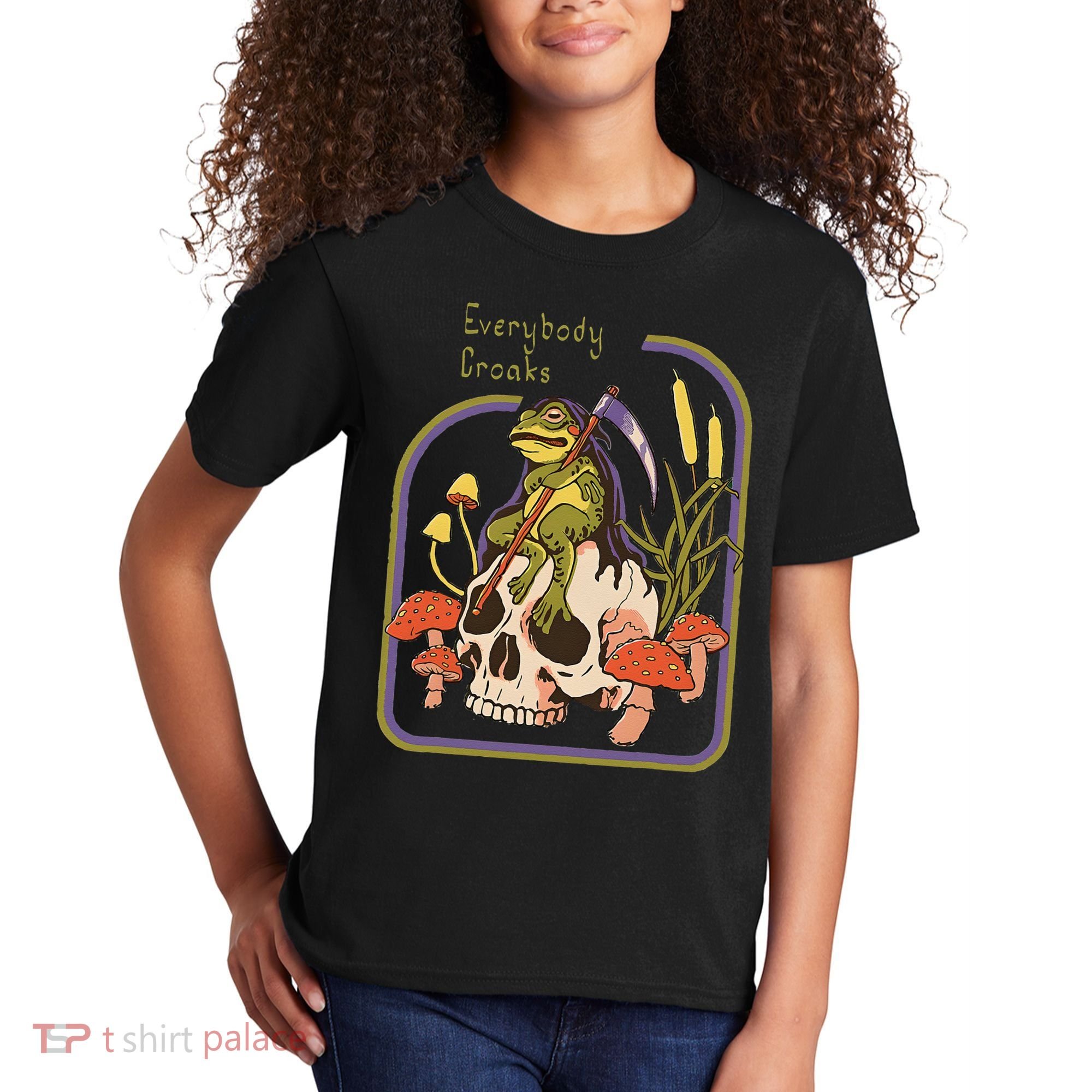 Everybody Croaks Frog Skull Mushroom Everybody croaks Kids T-Shirt