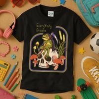 Everybody Croaks Frog Skull Mushroom Everybody croaks Kids T-Shirt thumb 3