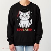 Educated Cat Graduation Cap Last Day Of School Women's Sweatshirt thumb 0