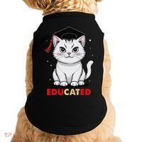 Educated Cat Graduation Cap Last Day Of School Doggie Tank thumb 0