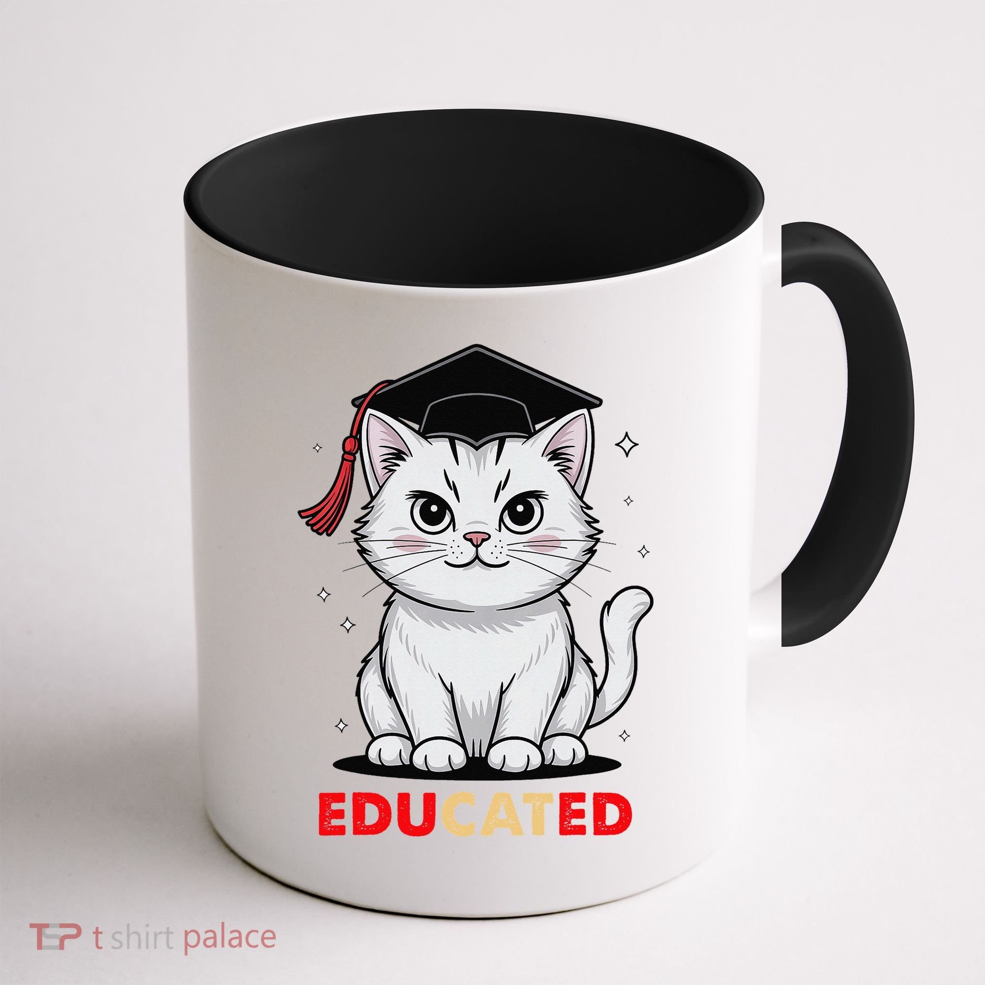 Educated Cat Graduation Cap Last Day Of School Coffee Mug