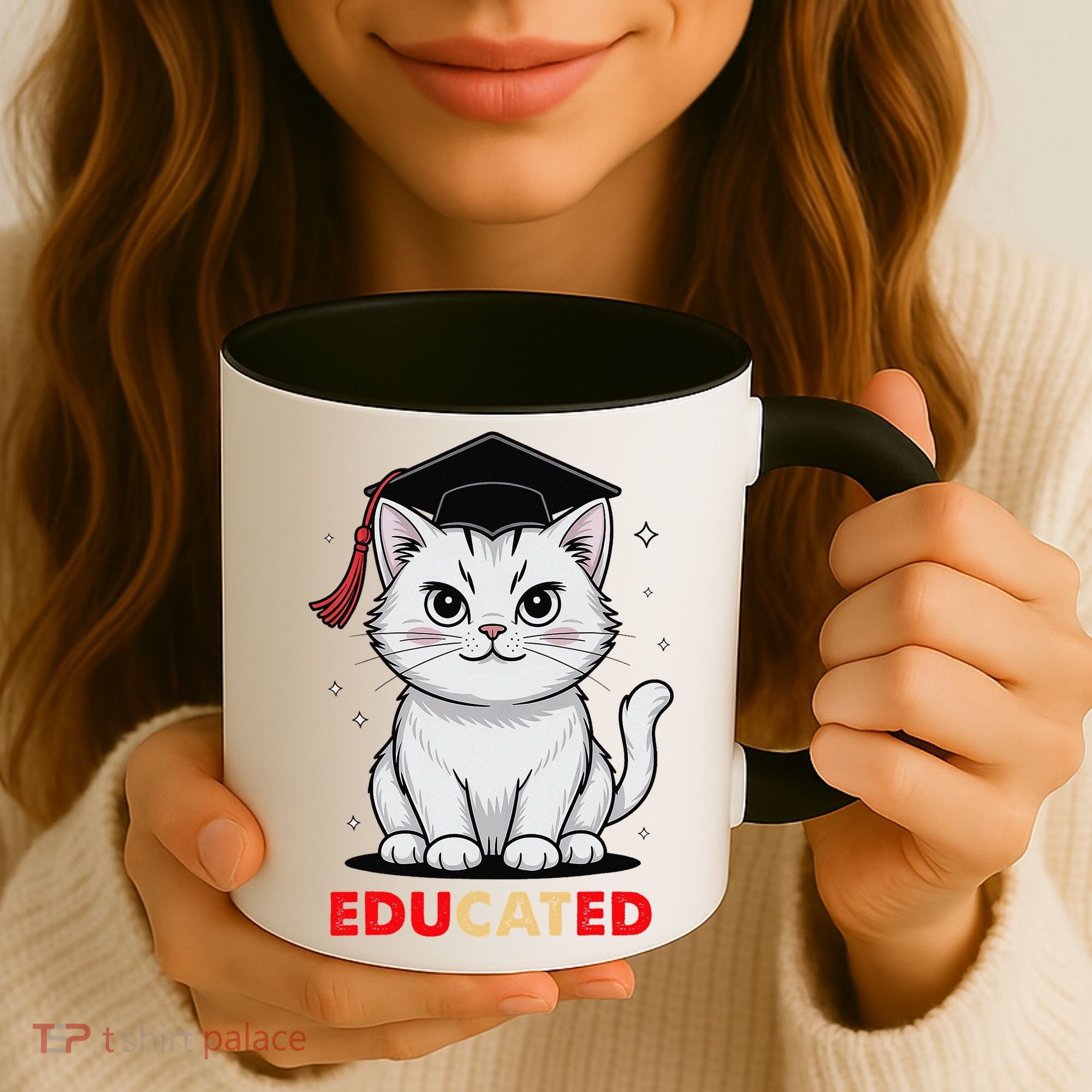 Educated Cat Graduation Cap Last Day Of School Coffee Mug