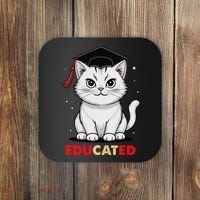 Educated Cat Graduation Cap Last Day Of School Coaster thumb 0