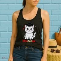 Educated Cat Graduation Cap Last Day Of School Women's Tank Top thumb 2