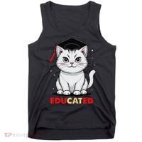 Educated Cat Graduation Cap Last Day Of School Tank Top thumb 0