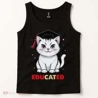 Educated Cat Graduation Cap Last Day Of School Tank Top thumb 2
