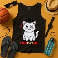 Educated Cat Graduation Cap Last Day Of School Tank Top thumb 4