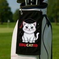 Educated Cat Graduation Cap Last Day Of School Golf Towel thumb 2