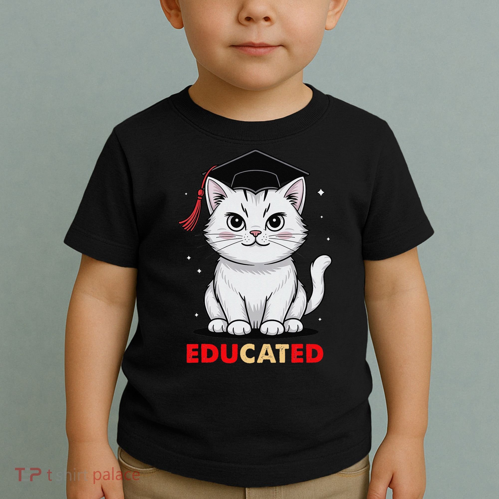 Educated Cat Graduation Cap Last Day Of School Toddler T-Shirt