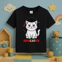 Educated Cat Graduation Cap Last Day Of School Toddler T-Shirt thumb 3