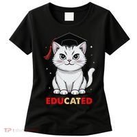 Educated Cat Graduation Cap Last Day Of School Women's T-Shirt thumb 0