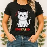 Educated Cat Graduation Cap Last Day Of School Women's T-Shirt thumb 2