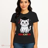 Educated Cat Graduation Cap Last Day Of School Women's T-Shirt thumb 4