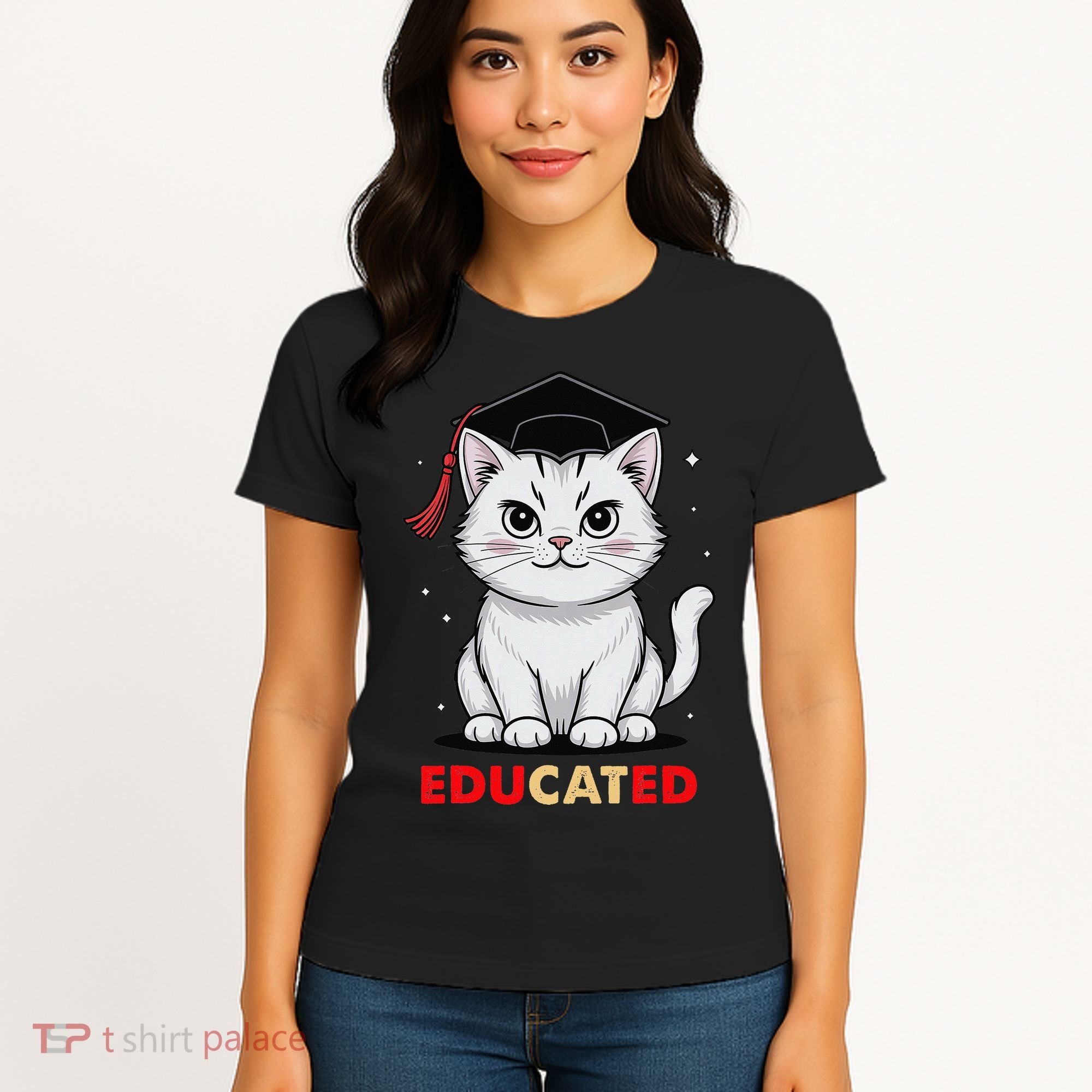 Educated Cat Graduation Cap Last Day Of School Women's T-Shirt