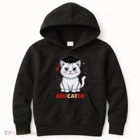 Educated Cat Graduation Cap Last Day Of School Kids Hoodie thumb 0