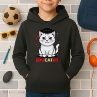 Educated Cat Graduation Cap Last Day Of School Kids Hoodie thumb 2