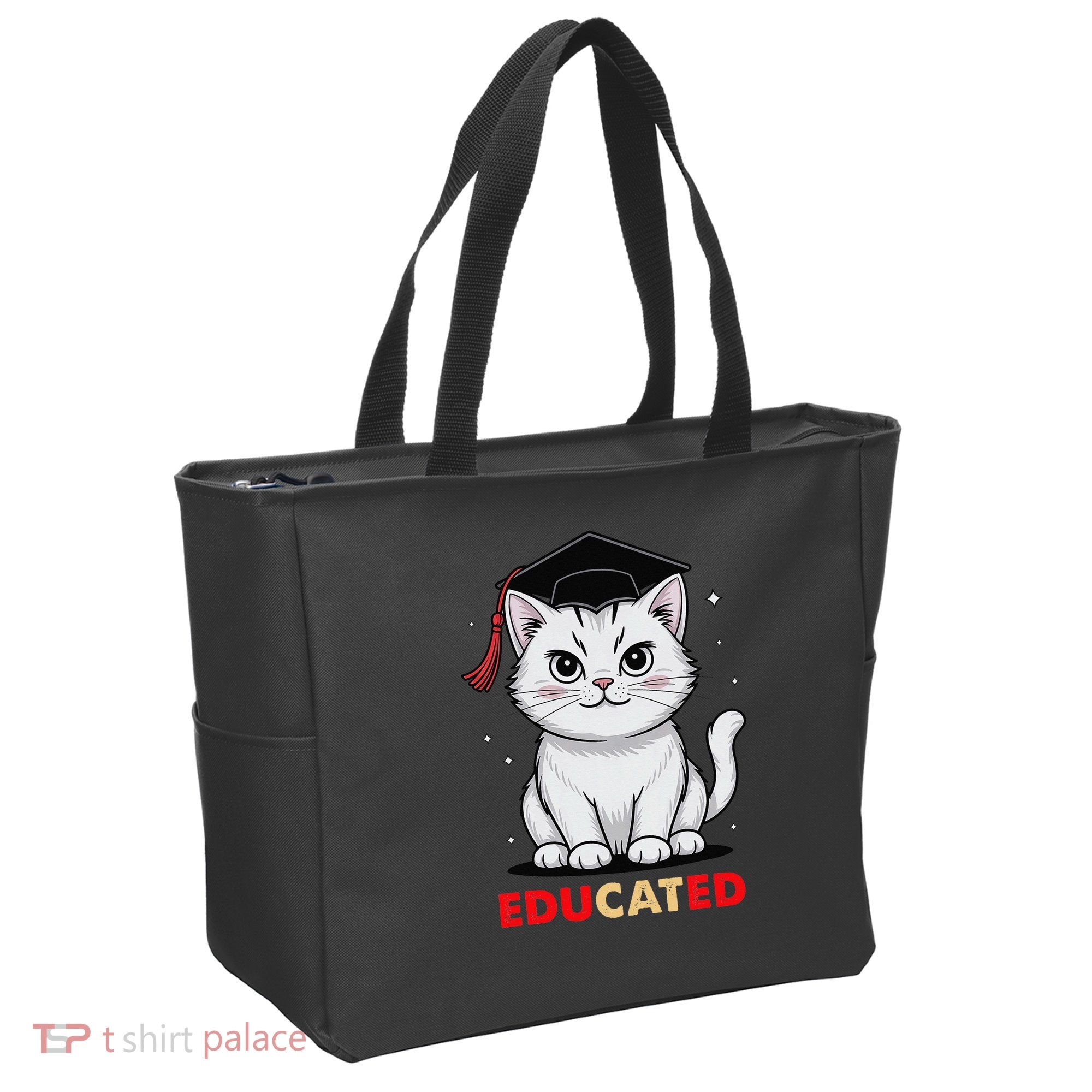 Educated Cat Graduation Cap Last Day Of School Tote Bag