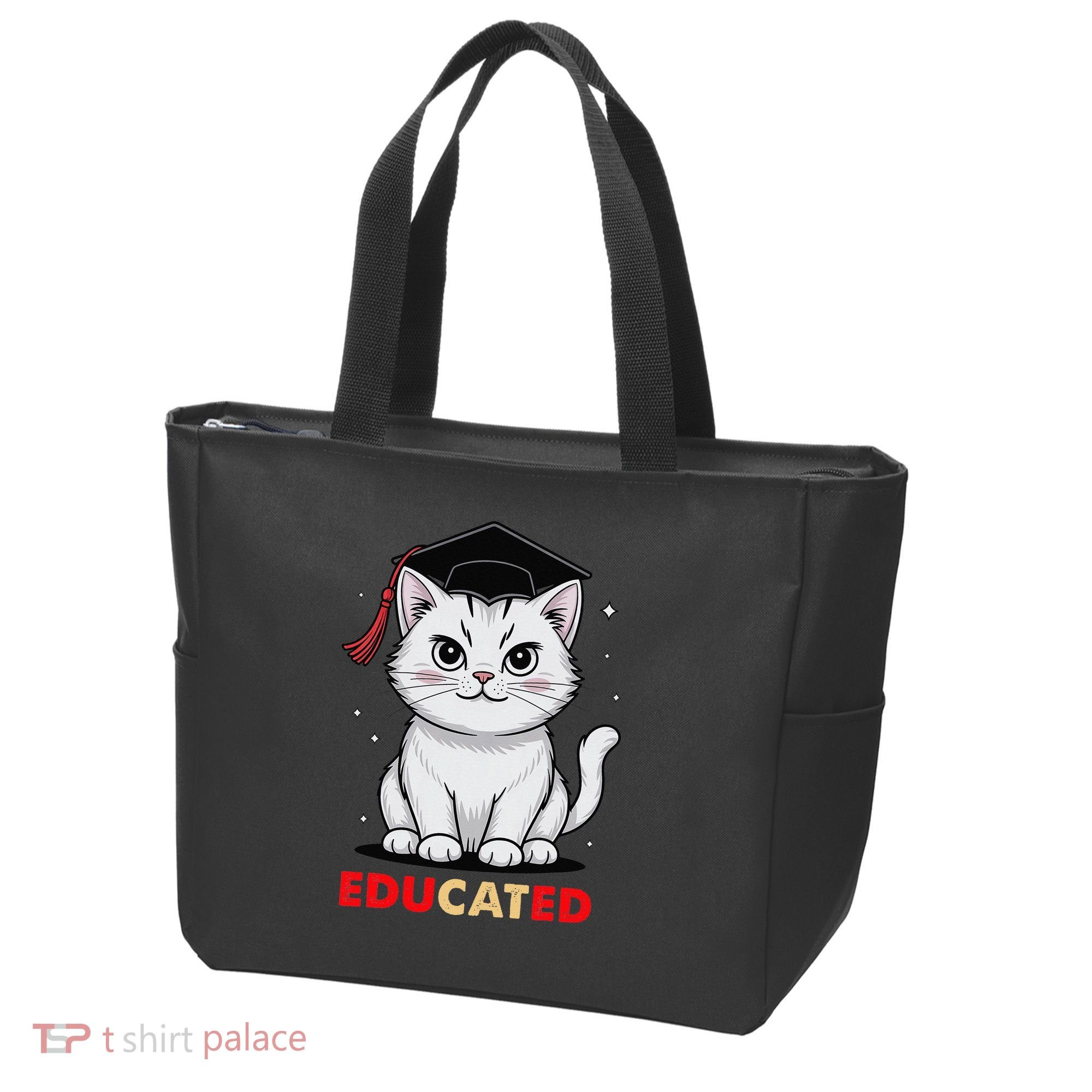 Educated Cat Graduation Cap Last Day Of School Tote Bag