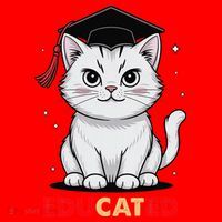 Educated Cat Graduation Cap Last Day Of School Santa Hat thumb 1