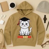 Educated Cat Graduation Cap Last Day Of School Hoodie thumb 3