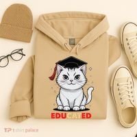 Educated Cat Graduation Cap Last Day Of School Hoodie thumb 4