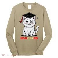 Educated Cat Graduation Cap Last Day Of School Long Sleeve Shirt thumb 0