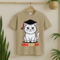 Educated Cat Graduation Cap Last Day Of School T-Shirt thumb 2