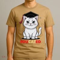 Educated Cat Graduation Cap Last Day Of School T-Shirt thumb 3