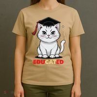 Educated Cat Graduation Cap Last Day Of School T-Shirt thumb 4