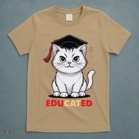 Educated Cat Graduation Cap Last Day Of School T-Shirt thumb 5