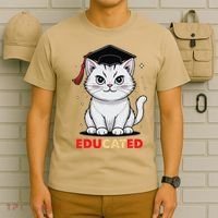 Educated Cat Graduation Cap Last Day Of School T-Shirt thumb 6