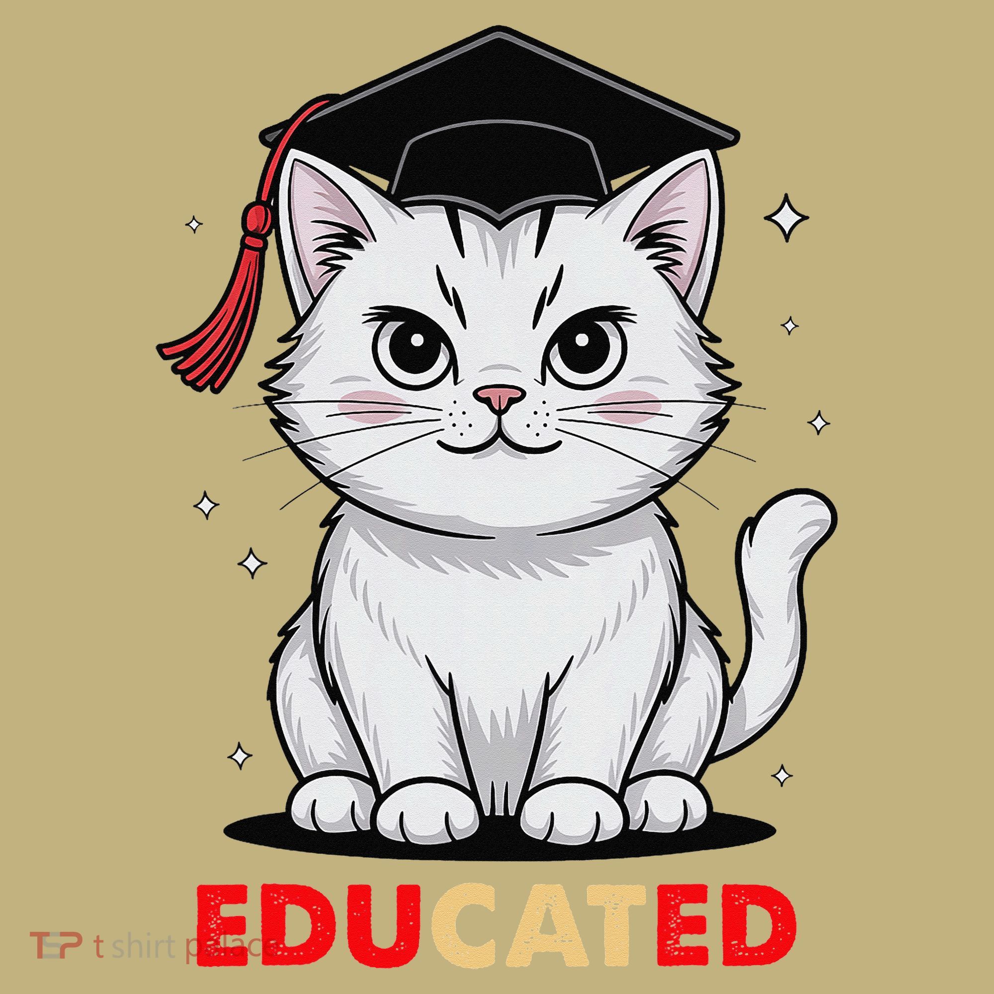 Educated Cat Graduation Cap Last Day Of School T-Shirt