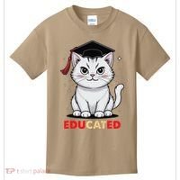 Educated Cat Graduation Cap Last Day Of School Kids T-Shirt thumb 0