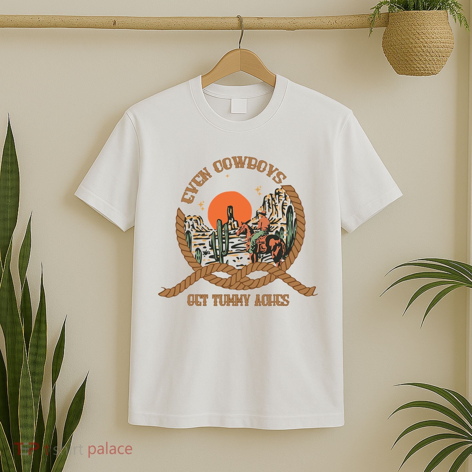 Even Cowboys Get Tummy Aches Funny Retro Vintage T-Shirt