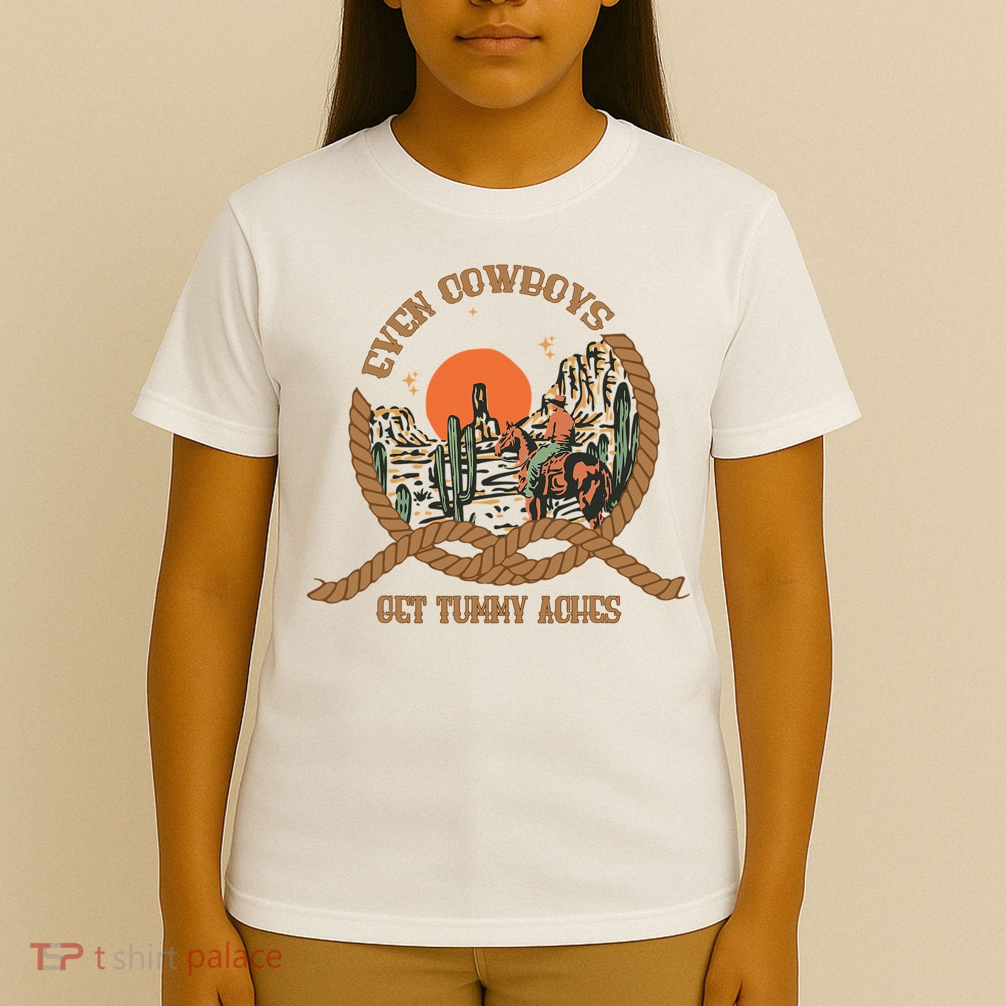 Even Cowboys Get Tummy Aches Funny Retro Vintage T-Shirt