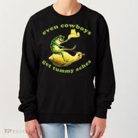 Even Cowboys Get Tummy Aches Frog Wearing Cowboy Hat Women's Sweatshirt thumb 0