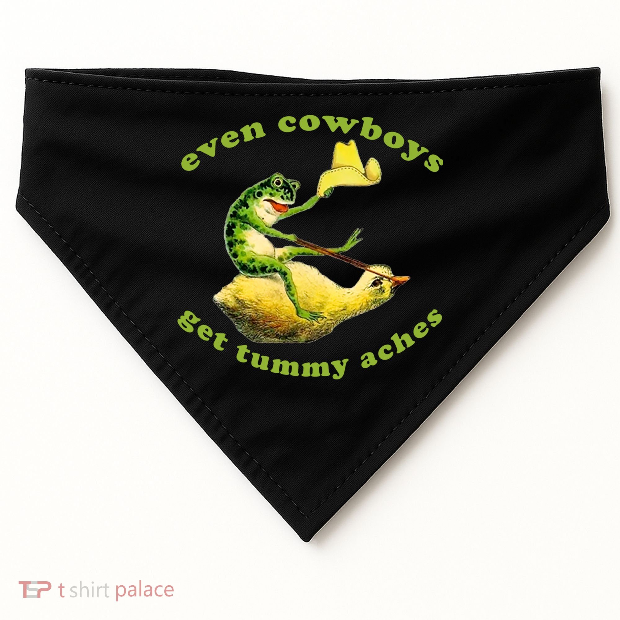 Even Cowboys Get Tummy Aches Frog Wearing Cowboy Hat USA-Made Doggie Bandana