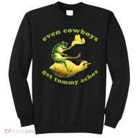 Even Cowboys Get Tummy Aches Frog Wearing Cowboy Hat Sweatshirt thumb 0