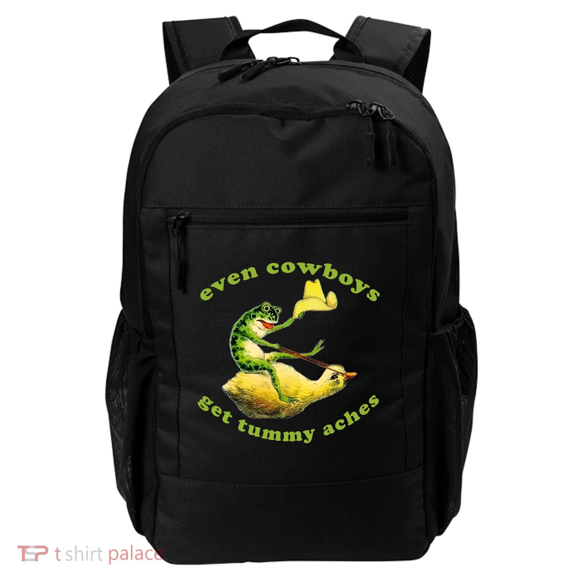 Even Cowboys Get Tummy Aches Frog Wearing Cowboy Hat Backpack
