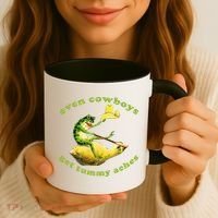 Even Cowboys Get Tummy Aches Frog Wearing Cowboy Hat Coffee Mug thumb 3