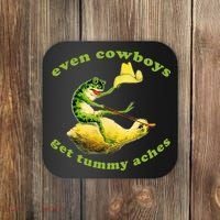 Even Cowboys Get Tummy Aches Frog Wearing Cowboy Hat Coaster thumb 0