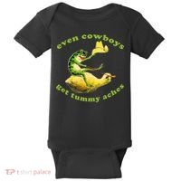 Even Cowboys Get Tummy Aches Frog Wearing Cowboy Hat Baby Bodysuit thumb 0