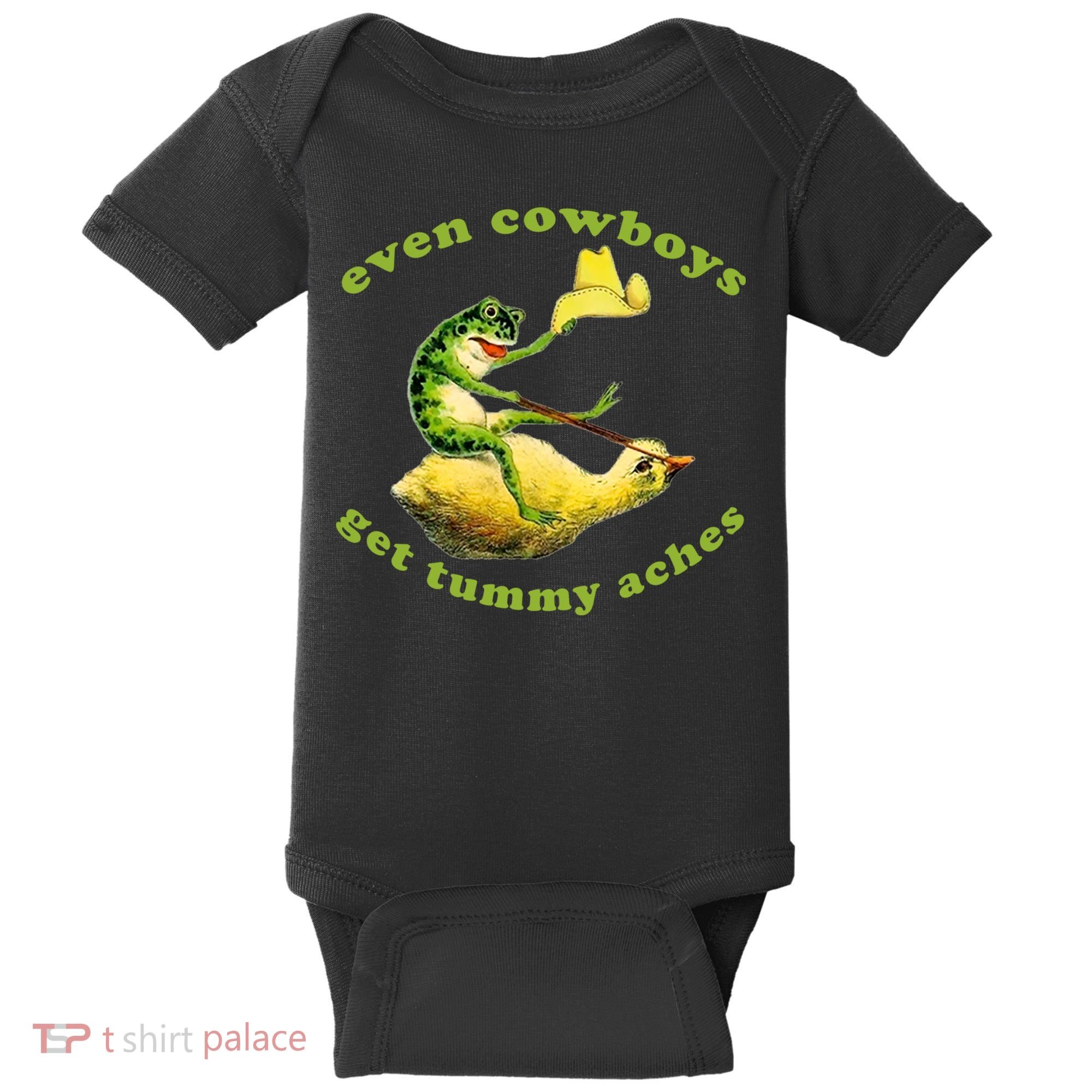 Even Cowboys Get Tummy Aches Frog Wearing Cowboy Hat Baby Bodysuit
