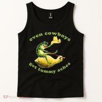Even Cowboys Get Tummy Aches Frog Wearing Cowboy Hat Tank Top thumb 2