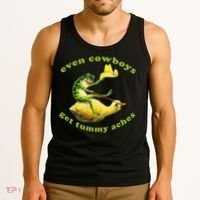 Even Cowboys Get Tummy Aches Frog Wearing Cowboy Hat Tank Top thumb 3