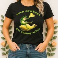 Even Cowboys Get Tummy Aches Frog Wearing Cowboy Hat Women's T-Shirt thumb 2