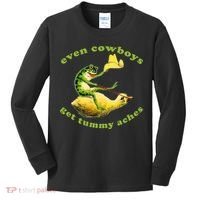 Even Cowboys Get Tummy Aches Frog Wearing Cowboy Hat Kids Long Sleeve Shirt thumb 0